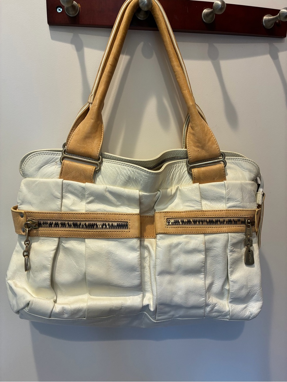 See By Chloé White and Tan Leather Satchel